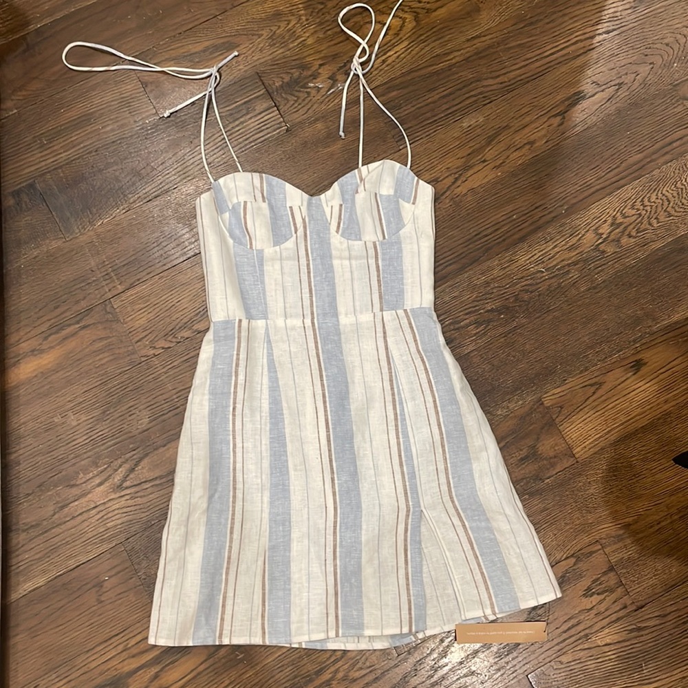 Reformation Striped Linen Dress Size 2